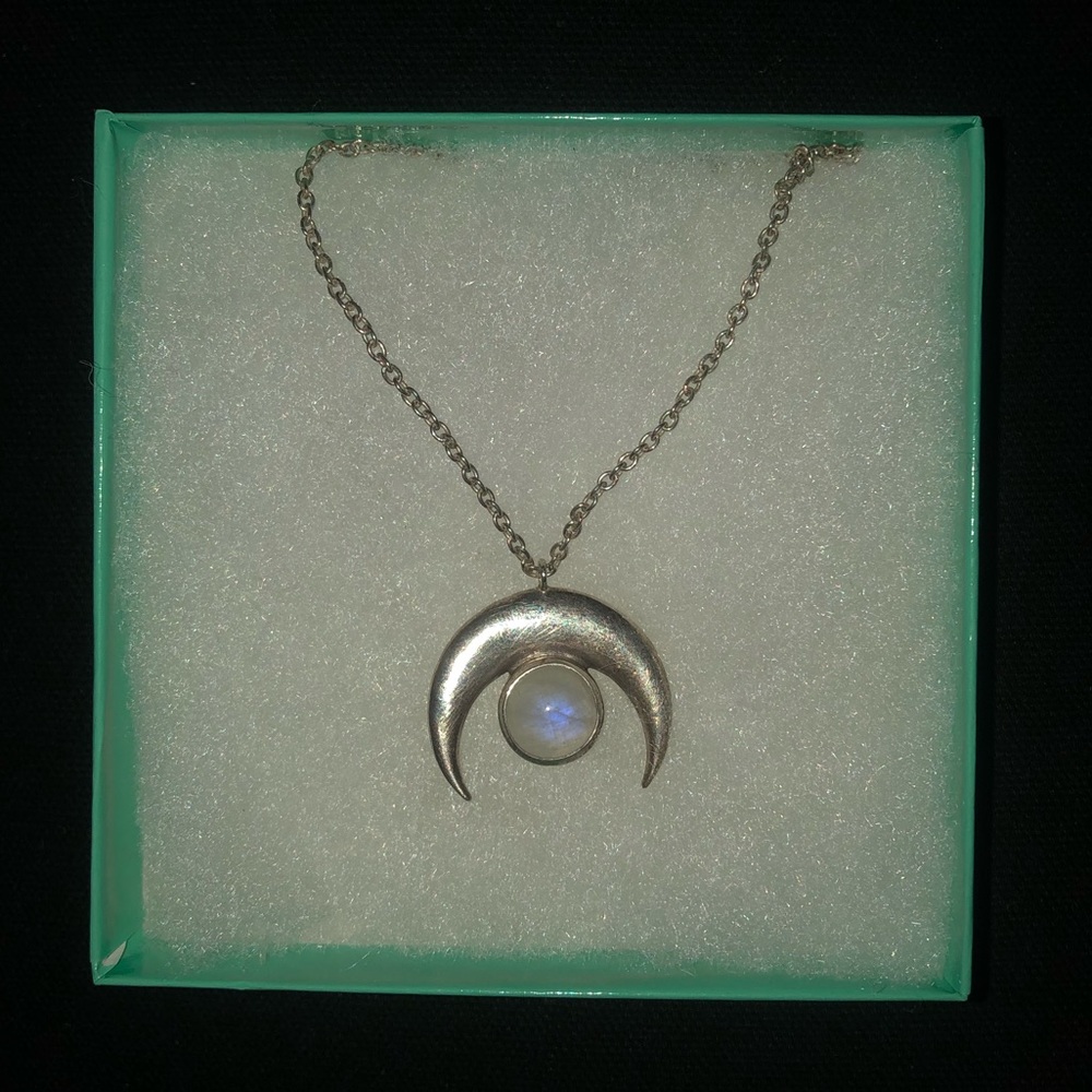 Moonstone crescent necklace